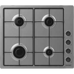 ZEROWATT ZHW6LCX Piano cottura Gas 4 fuochi Accens elettron Manopole laterali Griglie smaltate Inox Misure L60xP50cm