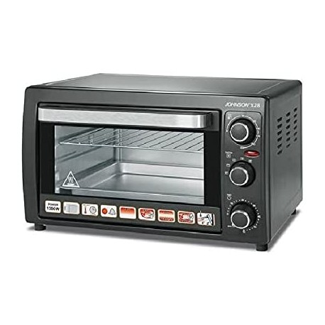 JOHNSON X28 Forno Elettrico ventilato 28lt 1300W Grill Termostato Max 230°  Timer Griglia Doppio vetro