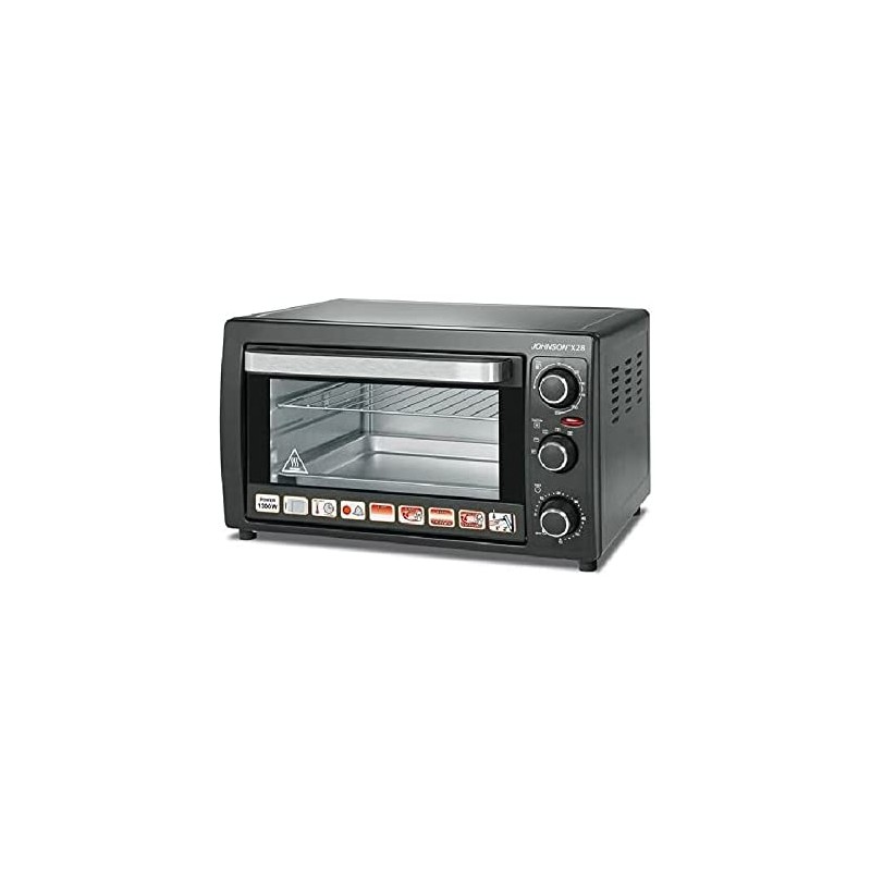 JOHNSON X28 Forno Elettrico ventilato 28lt 1300W Grill Termostato Max 230°  Timer Griglia Doppio vetro