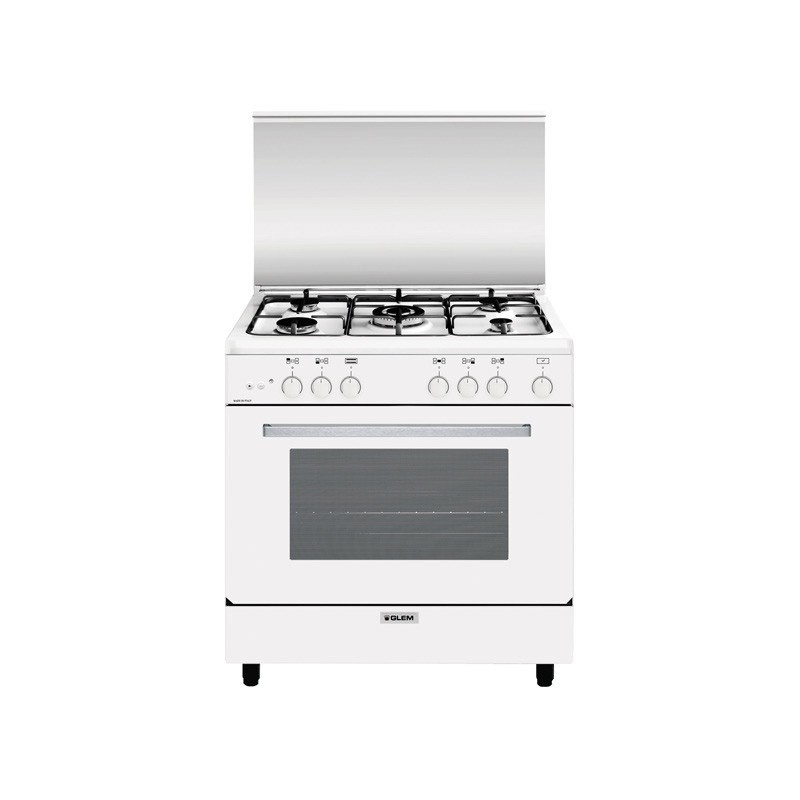 GLEM A855GX Cucina gas 5 fuochi Forno elettrico 95L Grill Coperchio Misure  80x50 Colore bianco