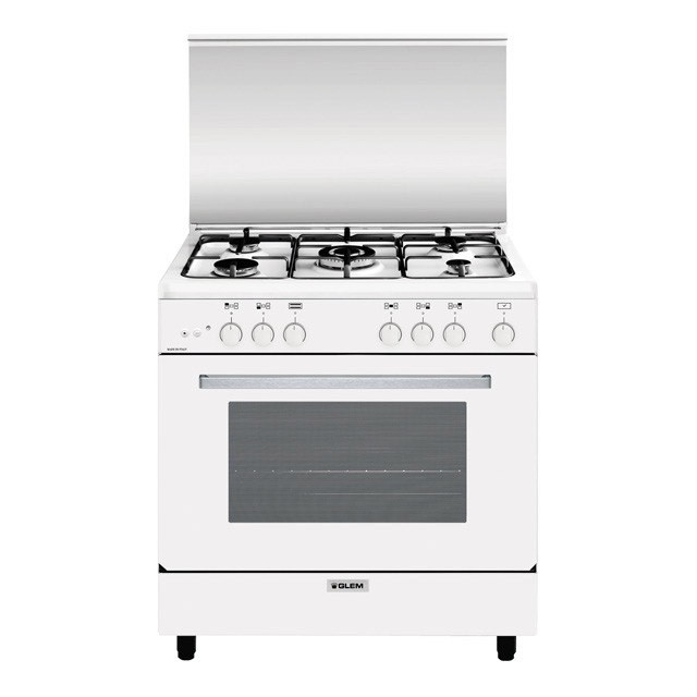 GLEM A855GX Cucina gas 5 fuochi Forno elettrico 95L Grill Coperchio Misure  80x50 Colore bianco