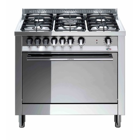 LOFRA MG96MFC Cucina Tuttoforno  5 fuochi gas  Forno elettrico multifunzione Grill Timer Griglie ghisa colore Inox Misure L90xP6